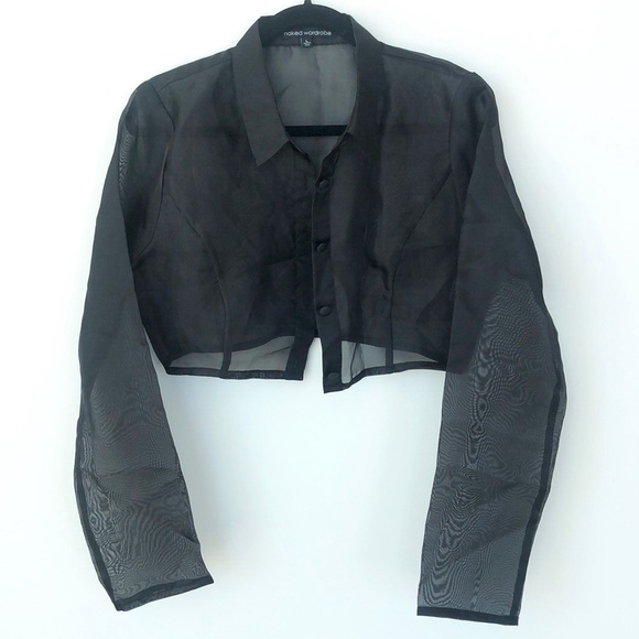 naked wardrobe Tops - Naked Wordrobe mesh button up crop top